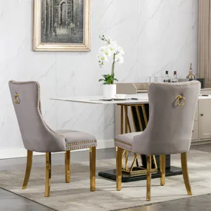 Nikki - Modern, High-End Tufted Solid Wood Contemporary Velvet Upholstered Dining Chair With Golden 