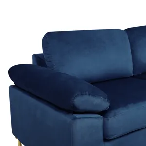 Shannon - Velvet Sectional Sofa With Chaise - Blue