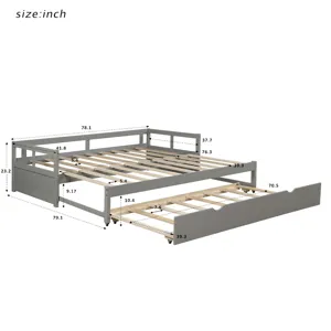 Extending Daybed With Trundle, Wooden Daybed With Trundle - Gray