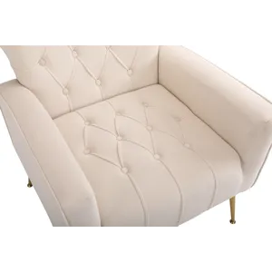 Modern Accent Chair With Ottoman, Comfy Armchair For Living Room, Bedroom, Apartment, Office - Beige