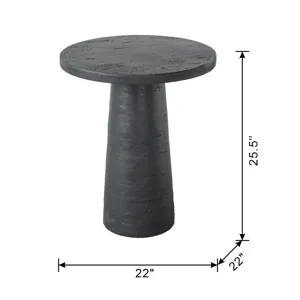 Round Side Table With Pedestal Base - Black - Black
