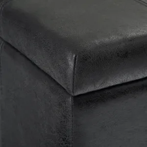 Dover - Storage Ottoman Bench - Distressed Black