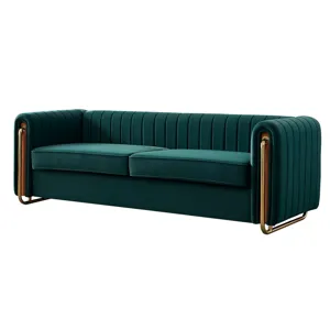 Contemporary Velvet Sofa Couch For Living Room - Green