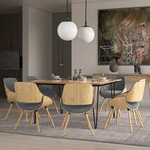 Malden - Bentwood Dining Chair with Wood Back - Grey / Light Brown