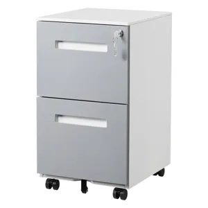 3 Drawer Mobile Locking File Cabinet, Rolling Filing Cabinet For Letter / A4 Size With 5 Wheels - Gr