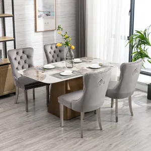 Nikki - Modern, High-End Tufted Solid Wood Contemporary Velvet Upholstered Dining Chair With Chrome 