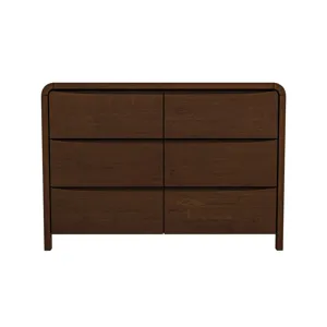 Lionel - Mid-Century Modern Solid Wood 6 Drawer Dresser - Brown