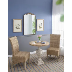 Antique Round Wood Table - Antique White / Gray