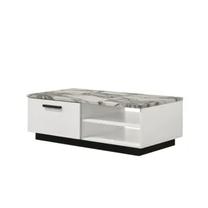 Matilda - Coffee Table With White Faux Marble Top - White