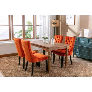 Nikki - Modern, High-End Tufted Solid Wood Contemporary Velvet Upholstered Dining Chair With Wood Le