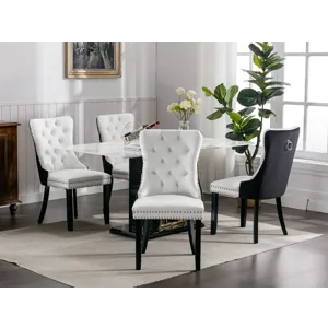 Nikki - Modern, High-End Tufted Solid Wood Contemporary PU And Velvet Upholstered Dining Chair With 