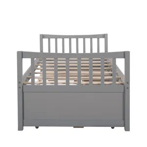 Twin Size Daybed With Trundle And Drawers - Gray