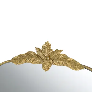 Arched Mirror With Metal Frame, Wall Mounted Mirror For Living Room Bedrrom - Gold