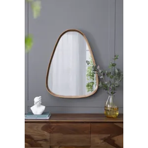 Irrgeular Mirror With Wood Frame, Wall Mirror For Living Room Bathroom Entryway - Brown