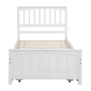 Twin Size Platform Bed & Trundle - White