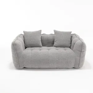Soft Beanbag Chair With High Resilience Foam Core For Two People - Gray