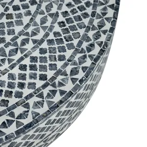 Unique Capiz Coffee Table With Pedestal Base - Gray / Ivory / Gold