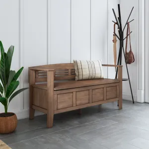 Adams - Entryway Storage Bench - Rustic Natural Aged Brown