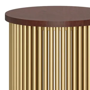 Demy - Metal and Wood Accent Table - Cognac / Gold