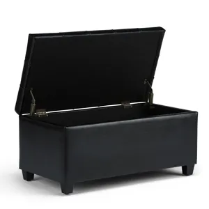 Sienna - Storage Ottoman Bench - Midnight Black