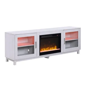 Summit - TV Stand Console With Fireplace - White Walnut Finish