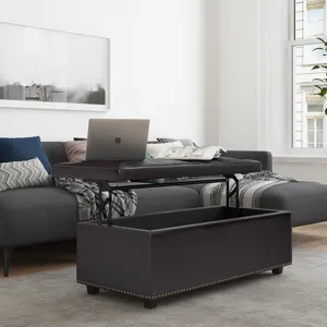 Hamilton - Lift Top Rectangular Storage Ottoman - Tanners Brown