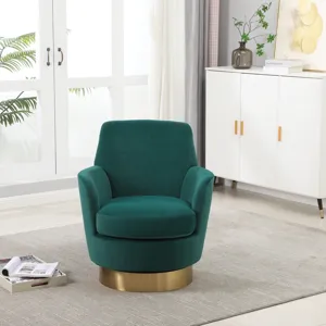 Velvet Swivel Barrel Chair, Swivel Accent Chairs Armchair For Living Room, Reading Chairs For Bedroo