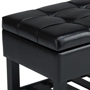 Saxon - Storage Ottoman Bench - Midnight Black