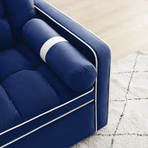 Modern Convertible Sleeper Sofa Couch With Pull Out Bed With Pillows & Side Pockets For Small Space,