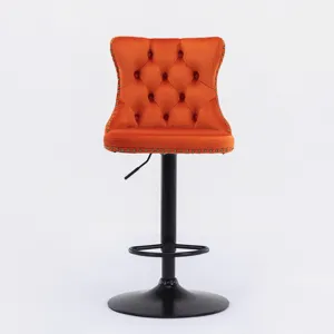 Swivel Velvet Barstools Adjusatble Seat Height, Modern Upholstered Bar Stools With Backs Comfortable