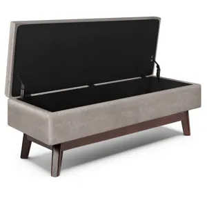 Owen - Rectangular Storage Ottoman - Distressed Grey Taupe