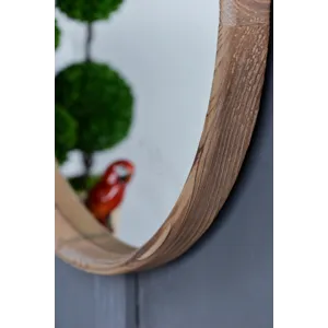 Round Wood Mirror, Wall Mounted Mirror Home Decor For Bathroom Living Room - Brown