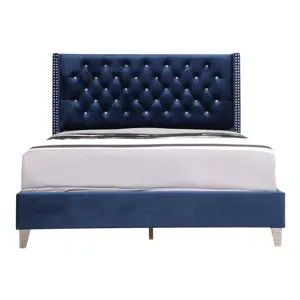 Julie - G1924-QB-UP Queen Upholstered Bed - Navy Blue