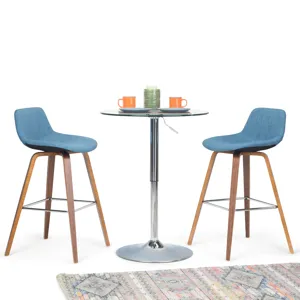 Randolph - Bentwood Counter Height Stool (Set of 2) - Medium Blue / Dark Brown