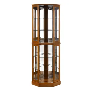 6 Shelf Corner Curio Display Cabinet With Lights, Mirrors And Adjustable Shelves (E26 Light Bulb Not