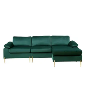 Shannon - Velvet Sectional Sofa With Chaise - Green