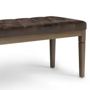 Waverly - Tufted Ottoman Bench - Distressed Brown
