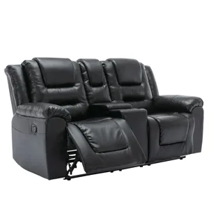 2 Seater Home Theater Recliner Manual Recliner Chair With A Storage Box And Two Cup Holders For Livi