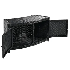 Spa Surround Spa Frame Patio Rattan Sofa Set With Storage Spaces, Mini Sofa And Comfortable Cushion 