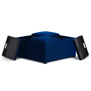 Avalon - Square Coffee Table Storage Ottoman - Blue