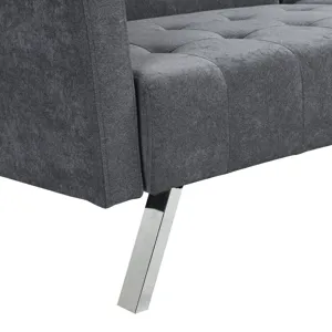 Futon Sofa Bed Convertible Folding Lounge Couch, Armrests - Dark Gray