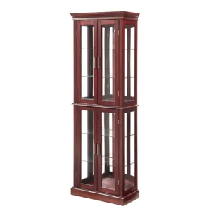Curio Cabinet Lighted Curio Diapaly Cabinet With Adjustable Shelves And Mirrored Back Panel, Tempere