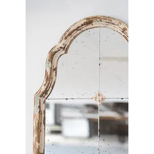 Large Framed Wall Mirror, Wood Arched Mirror With Decorative Window Look For Living Room, Bathroom, 