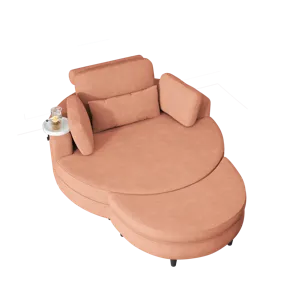 Corduroy Sofa With Two Throw Pillows, A Waist Pillow And An Extra Tray Is Comfortable For A Small Ap