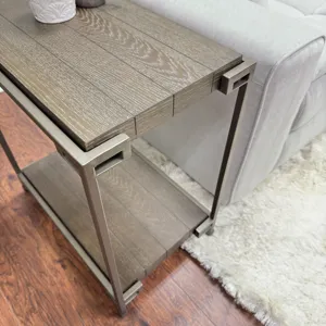 Corbeta - 3 Piece Metal Frame Wood Living Room Coffee Table And 2 Chairside Tables Set, Aged Graphit