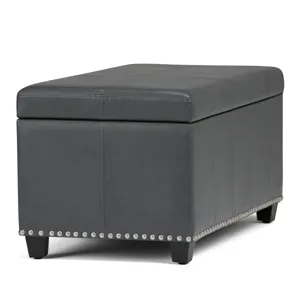 Amelia - Storage Ottoman Bench - Stone Grey