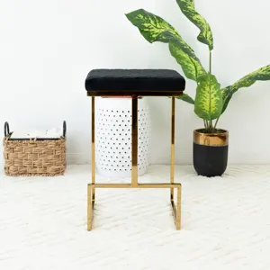 Joel - Mid Century Modern Luxury Upholstered Stool - Black