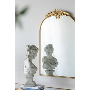 Arched Wall Mirror With Metal Frame, Wall Mirror For Living Room, Bedroom Hallway - Gold