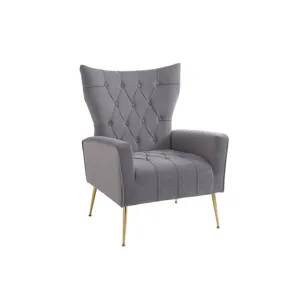 Modern Accent Chair With Ottoman, Comfy Armchair For Living Room, Bedroom, Apartment, Office - Gray