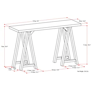 Sawhorse - Console Sofa Table - Dark Chestnut Brown